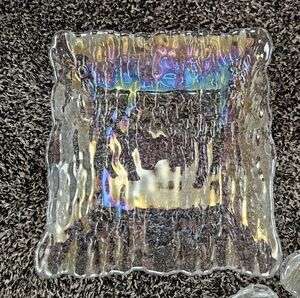 (3) Square Iridescent Glass Plates